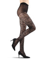Women's Zebra Stripe Sheer Nylon Tights : Color: Black