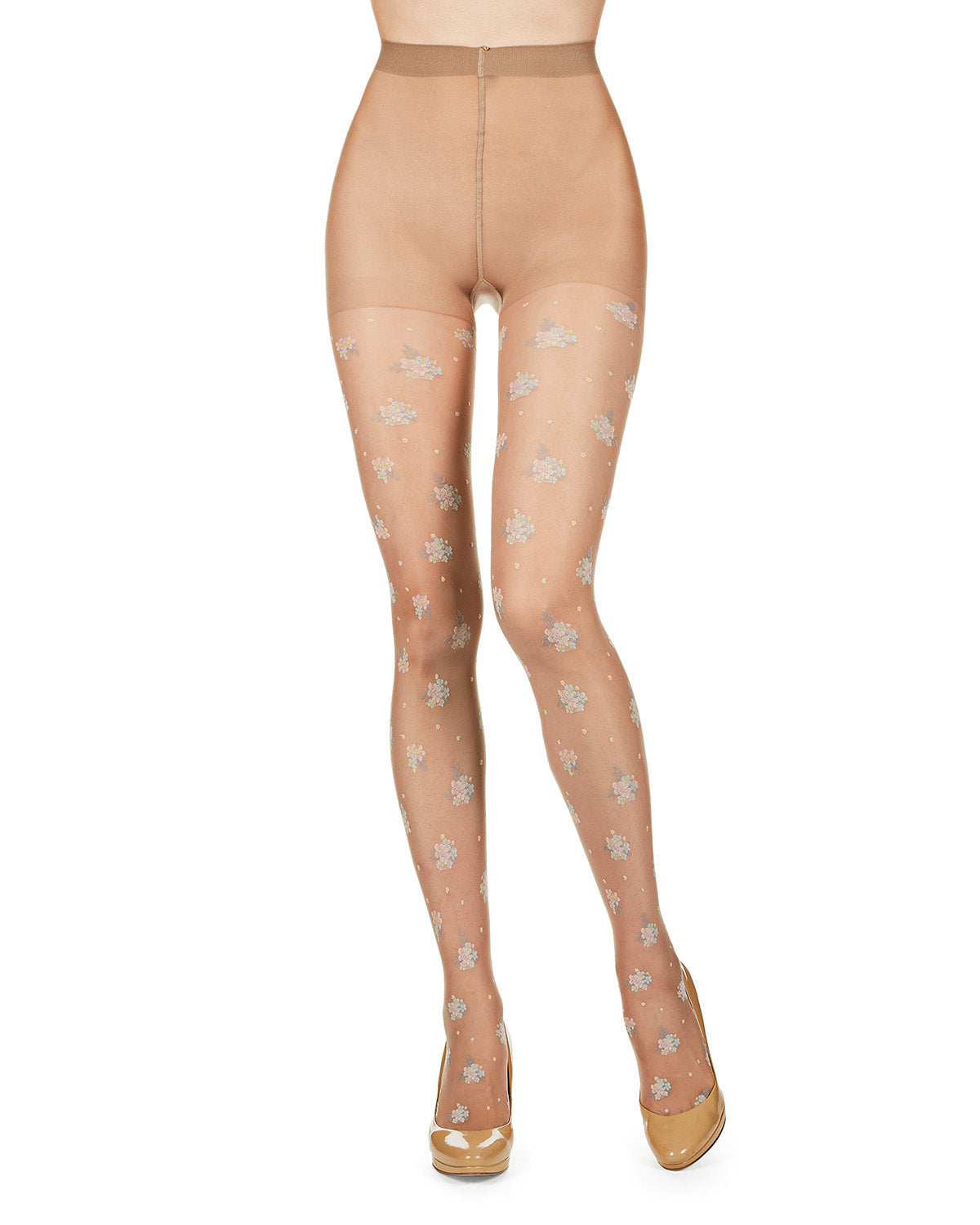 Women's Posy Patch Floral Knit Sheer Tights : Color: Black