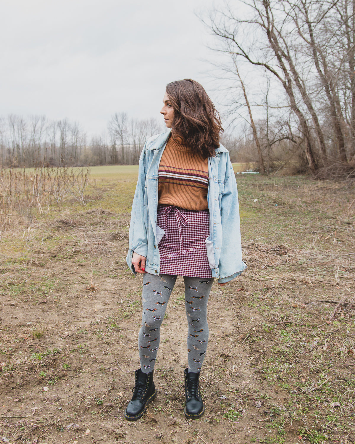 Dog Walker Seamless Sweater Tights : Color: Medium Gray Heather