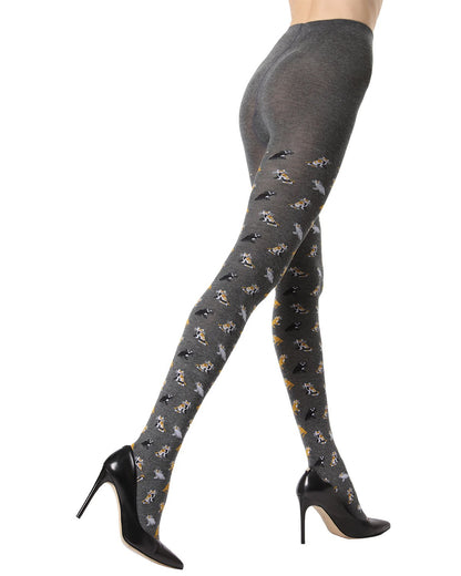 Pretty Kitties Seamless Sweater Tights : Color: Dark Gray Heather