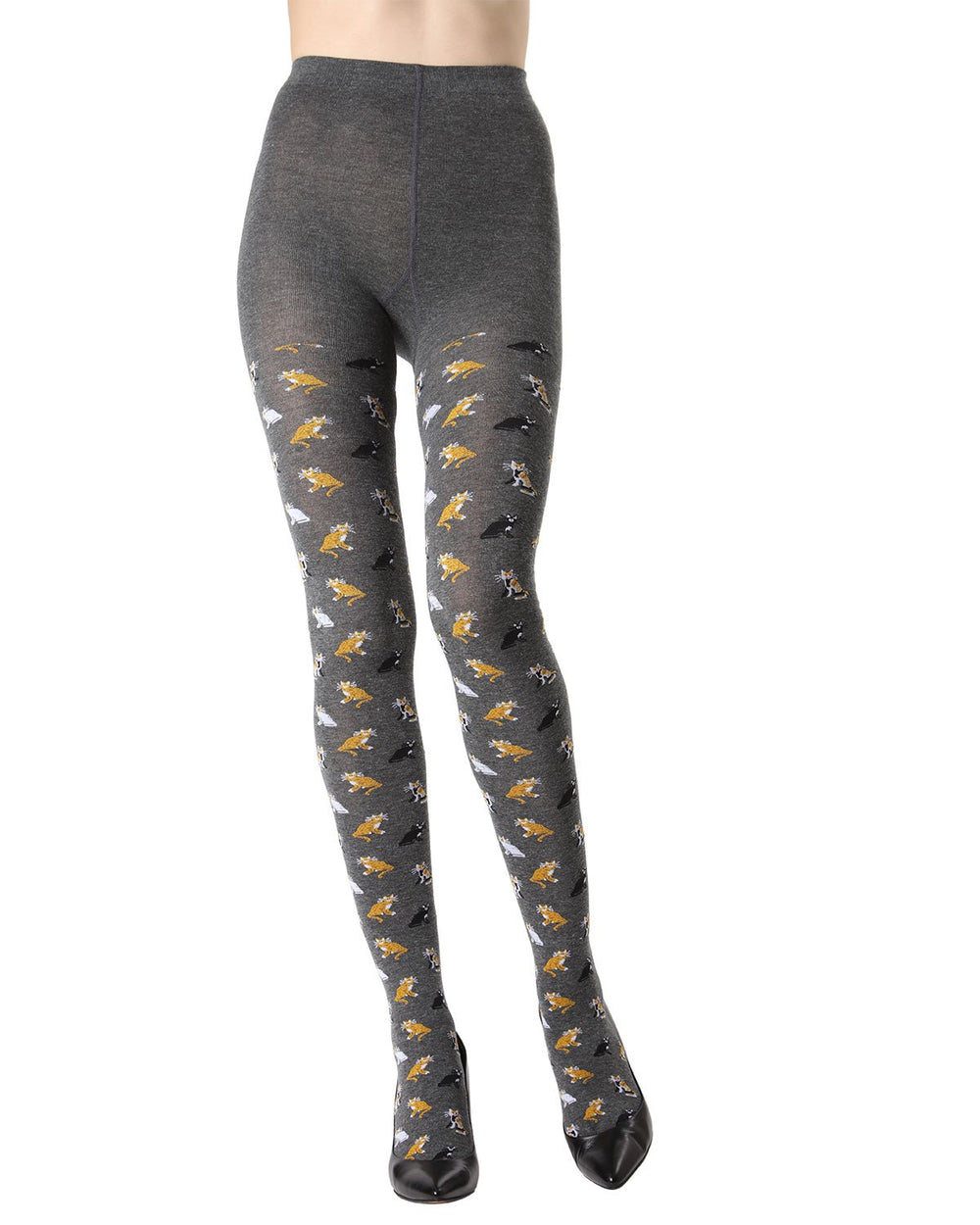 Pretty Kitties Seamless Sweater Tights : Color: Dark Gray Heather