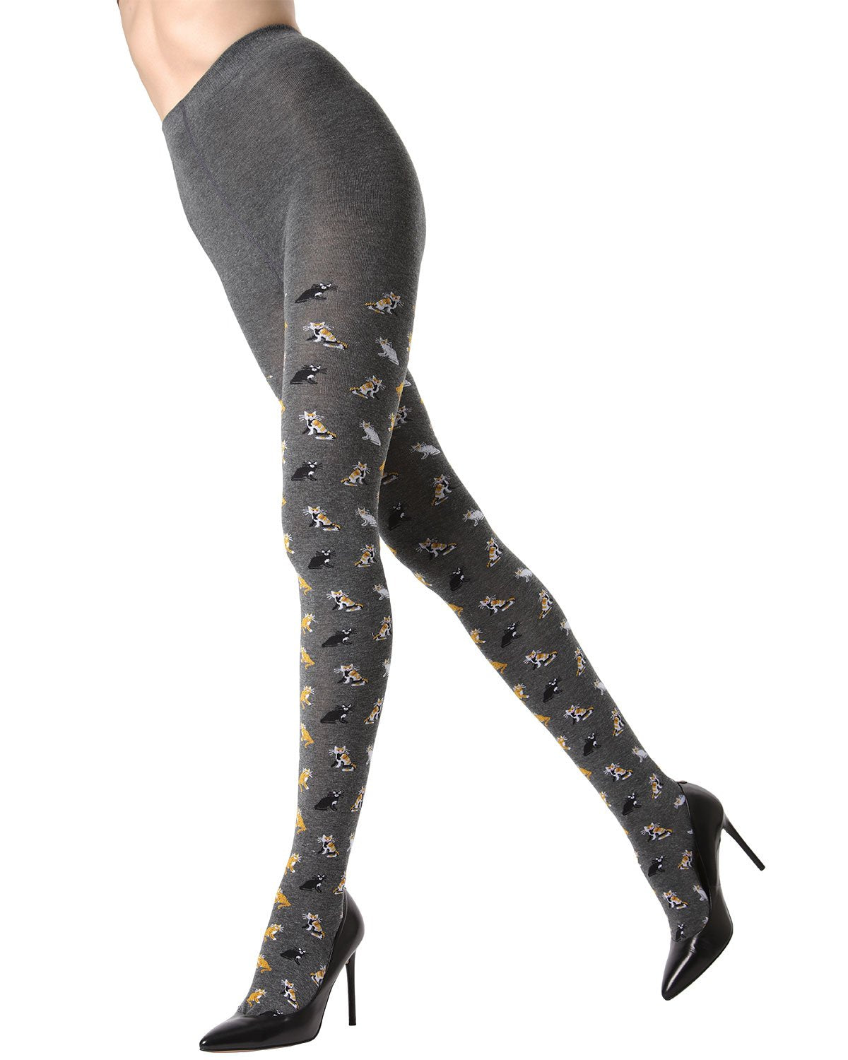 Pretty Kitties Seamless Sweater Tights : Color: Dark Gray Heather