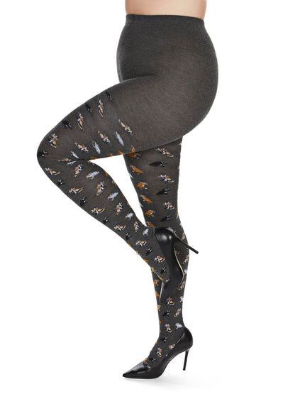 Pretty Kitties Seamless Sweater Tights : Color: Dark Gray Heather
