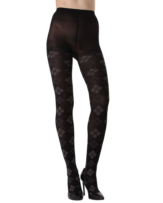 Light Control Argyle Opaque Tights : Color: Black