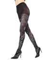 Fields of Flowers Opaque Tights : Color: Black