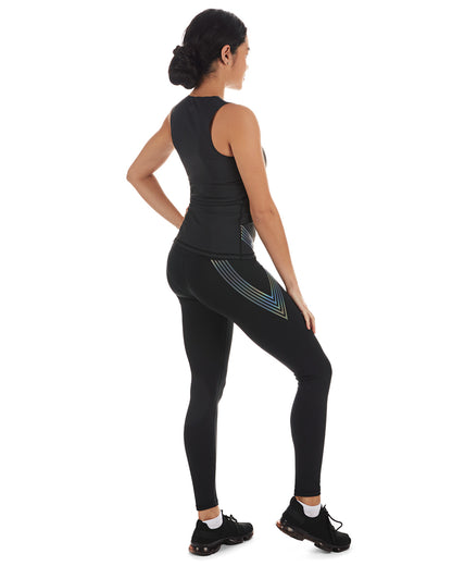 Women's Reflective Rainbow Slim-Fit High-Waist Shaping Performance Leggings : Color: Black