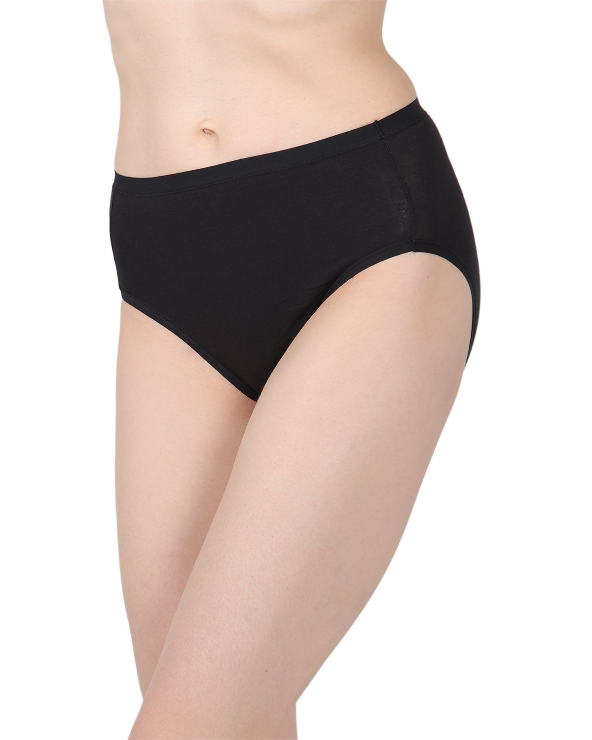 Ladies Combed Cotton Basic Brief Underwear 3-Pack : Color: Black