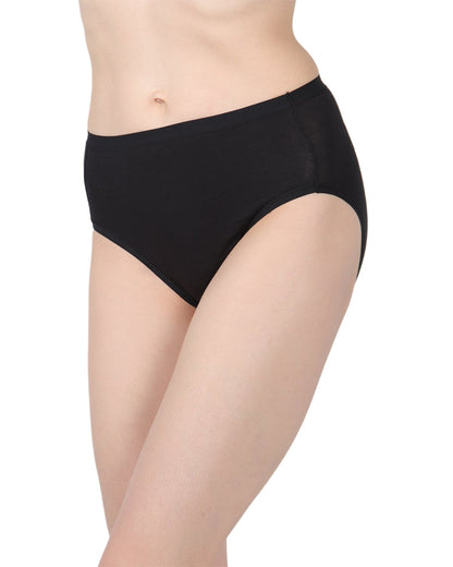 Ladies Combed Cotton Basic Brief Underwear 3-Pack : Color: Black