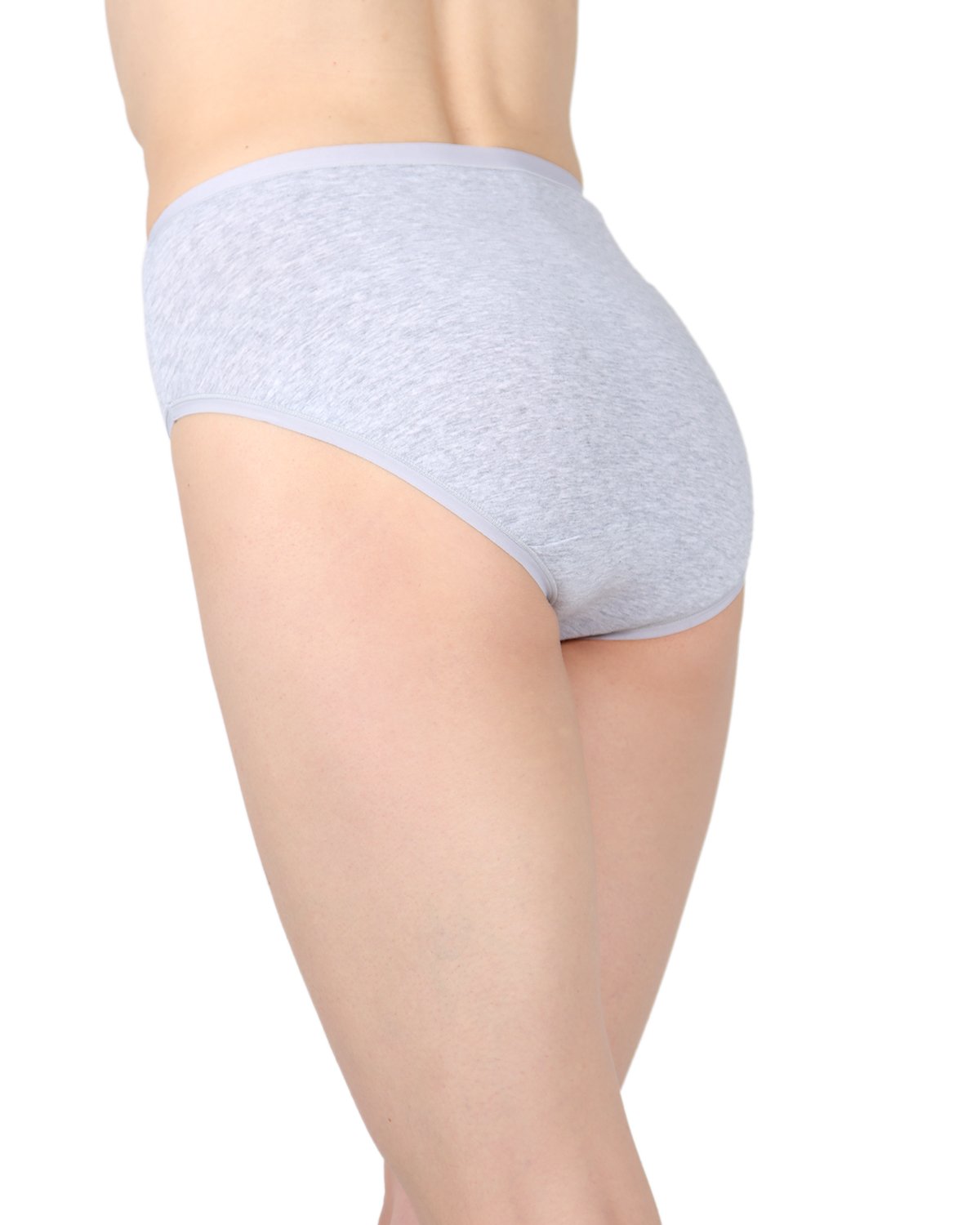 Ladies Combed Cotton Basic Brief Underwear 3-Pack : Color: Light Gray Heather