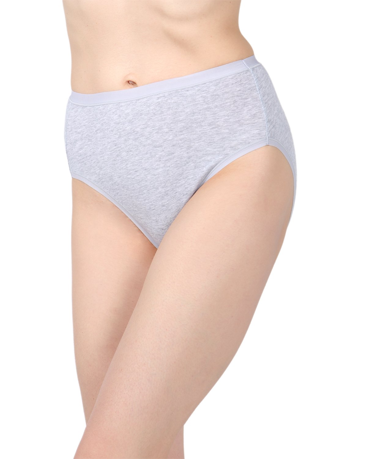 Ladies Combed Cotton Basic Brief Underwear 3-Pack : Color: Light Gray Heather