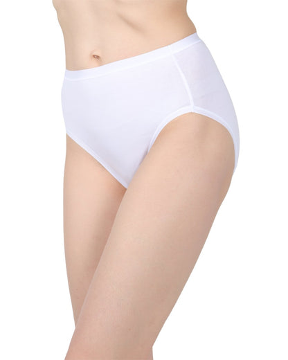 Ladies Combed Cotton Basic Brief Underwear 3-Pack : Color: White