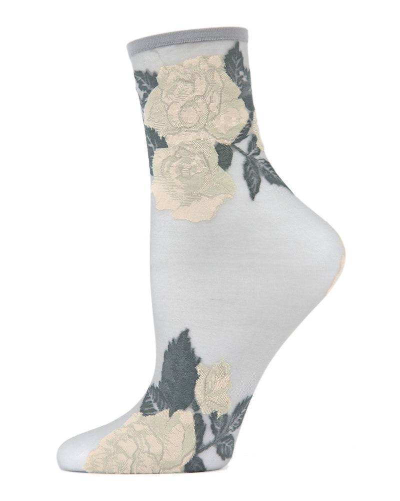 MeMoi Beauty Rose Garden Sheer See-Through Ankle Socks