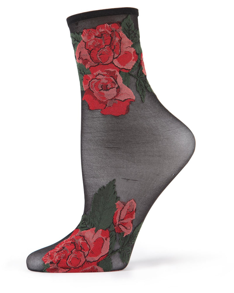 MeMoi Beauty Rose Garden Sheer See-Through Ankle Socks