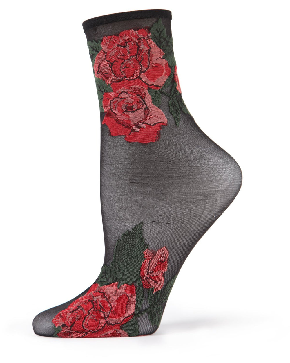 Beauty Rose Garden Sheer See-Through Ankle Socks : Color: Black