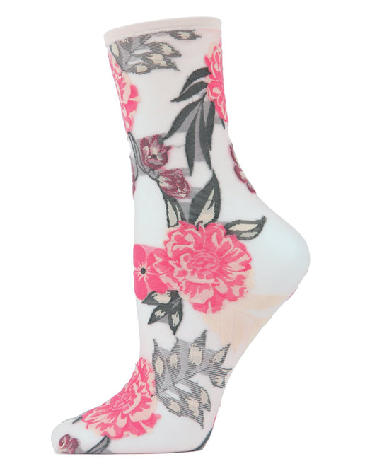 Botanic Bunches Sheer See-Through Anklet Socks : Color: Alloy
