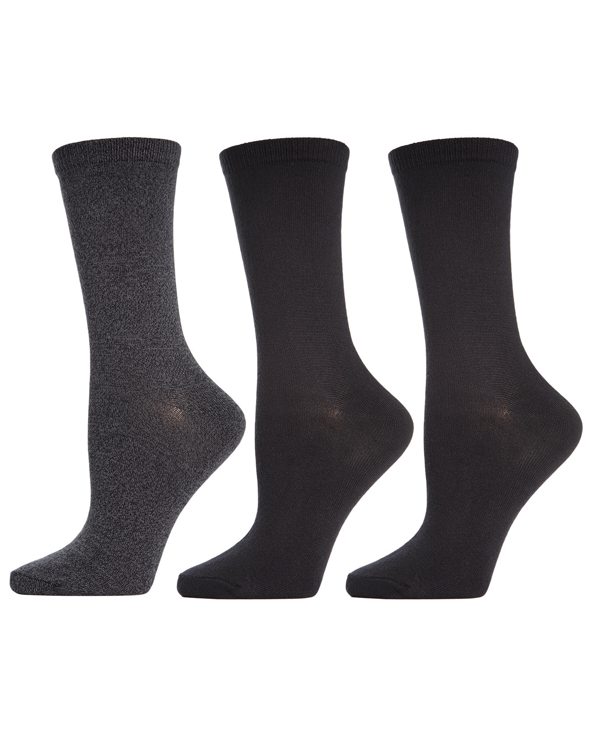 Solid Buttersoft Crew Sock 3 Pack : Color: Black Marled/Black