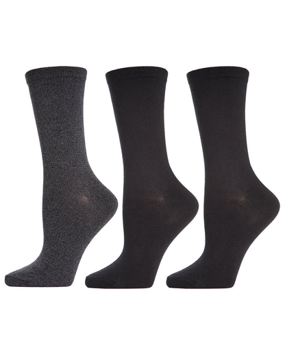 Solid Buttersoft Crew Sock 3 Pack : Color: Black Marled/Black