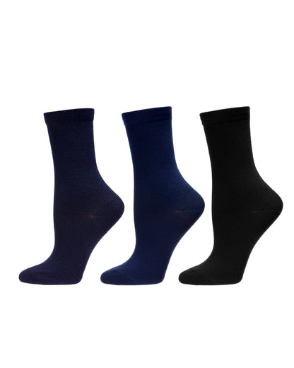 Solid Buttersoft Crew Sock 3 Pack : Color: Navy Marled