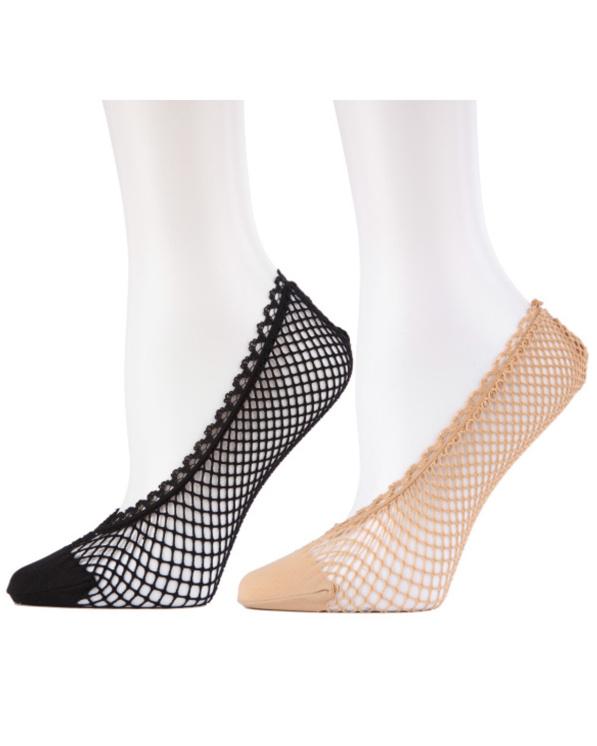 Knit Net Fishnet Sock Liners 2 Pack : Color: Black/Nude