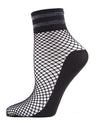 Metallic Stripe Fishnet Ankle Sock : Color: Black