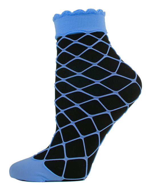 Maxi Fishnet Socks with Scalloped Cuffs : Color: Electric Blue