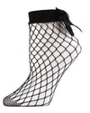 Women's Bow Maxi Fishnet Anklet Socks : Color: Black