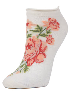 MeMoi Love and Lace Low Cut Floral Socks