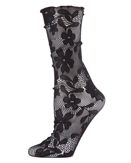 Women's Allure Lace Floral Slouch Socks : Color: White