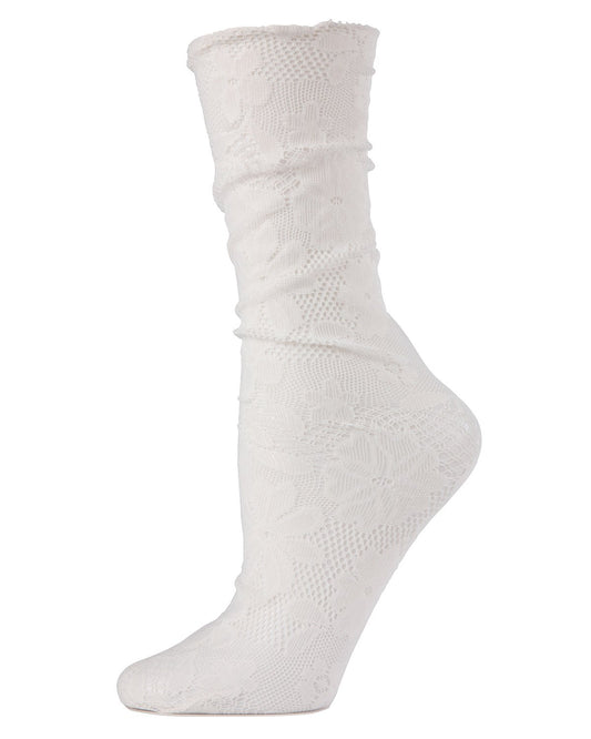 Women's Allure Lace Floral Slouch Socks : Color: White