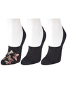 Women's 3 Pair Pack Metallic Monarch Butterfly No Show Liner Socks : Color: Black/Rose Gold