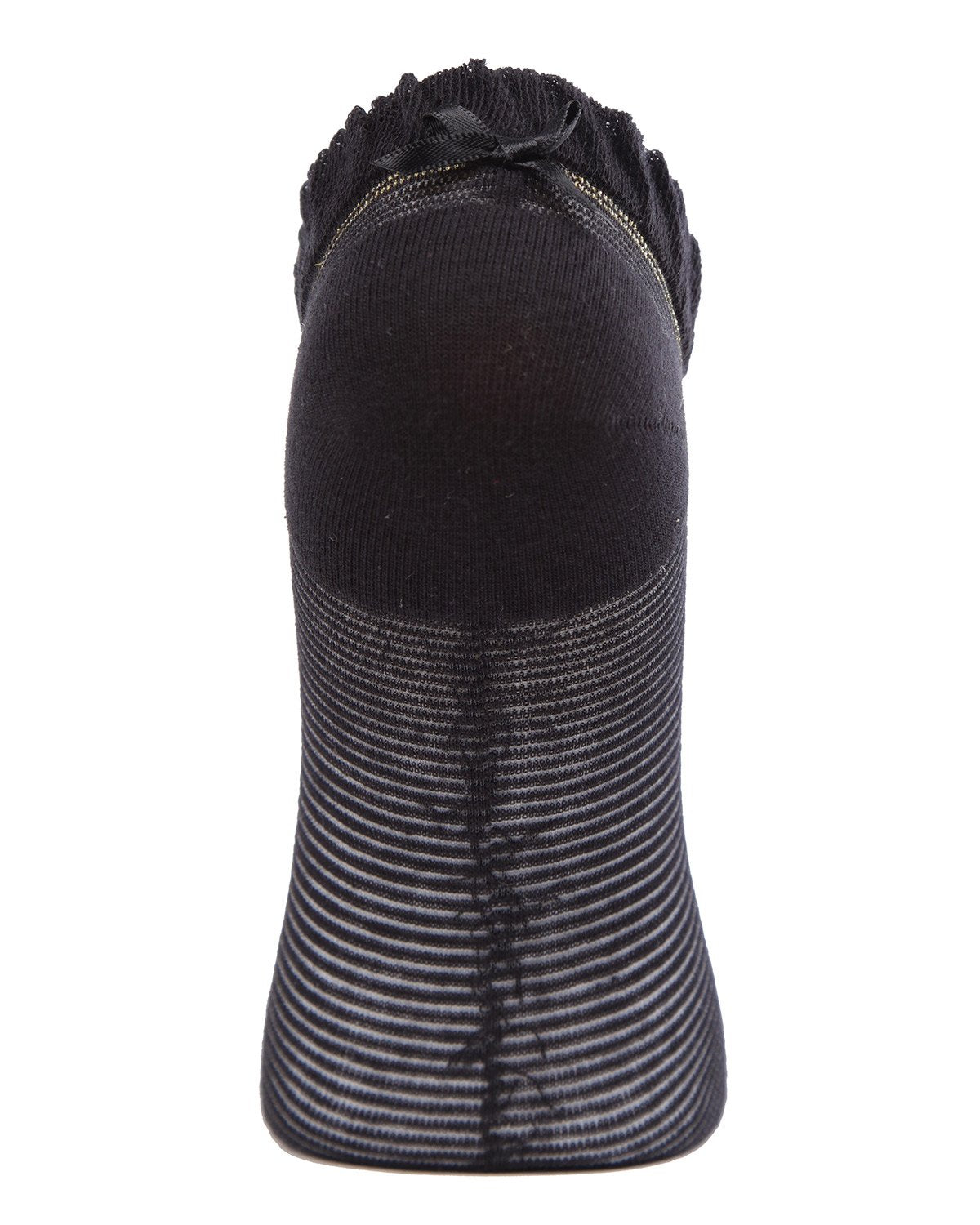 Striped Semi-sheer Women's Low Cut No Show Socks : Color: Black