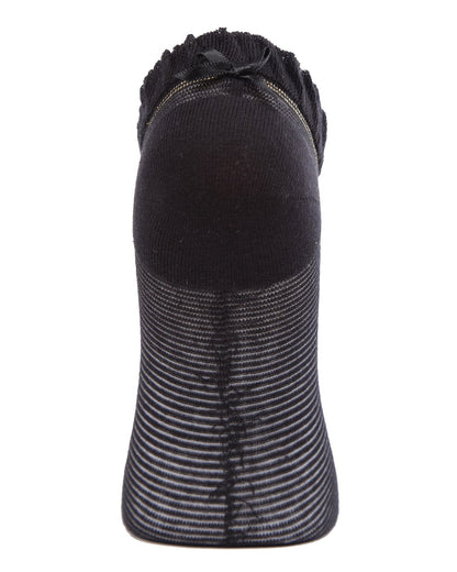 Striped Semi-sheer Women's Low Cut No Show Socks : Color: Black