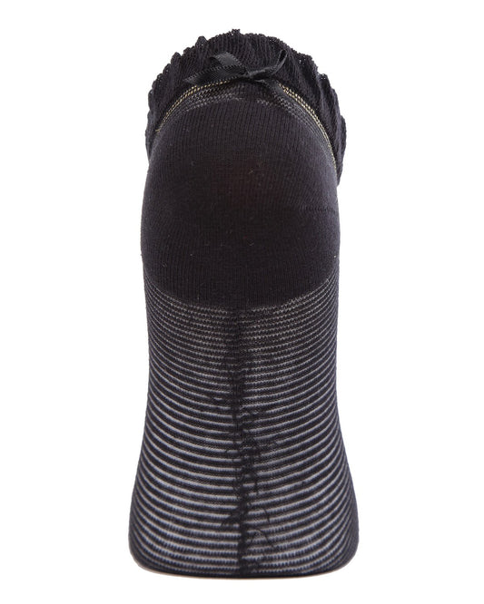 Striped Semi-sheer Women's Low Cut No Show Socks : Color: Black