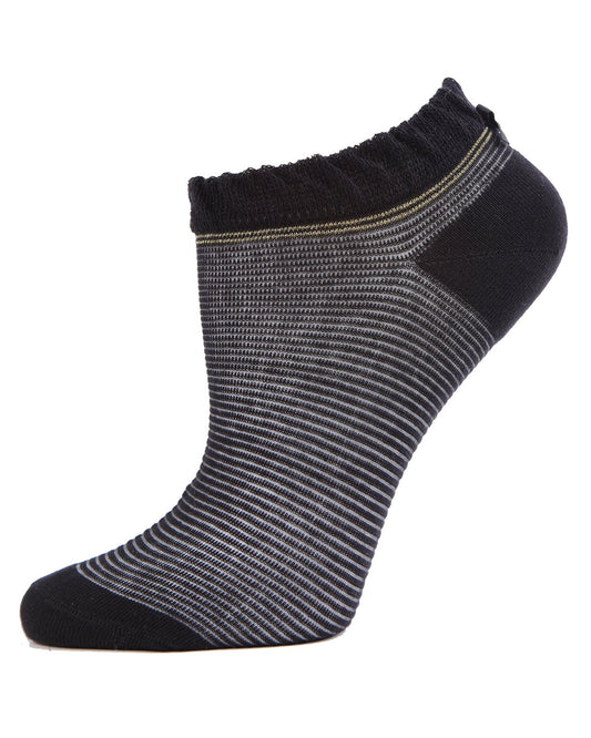 Striped Semi-sheer Women's Low Cut No Show Socks : Color: Black