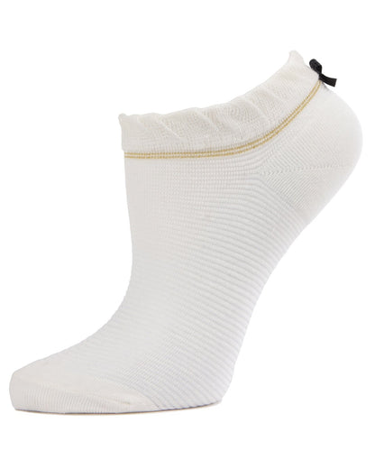 Striped Semi-sheer Women's Low Cut No Show Socks : Color: Ivory