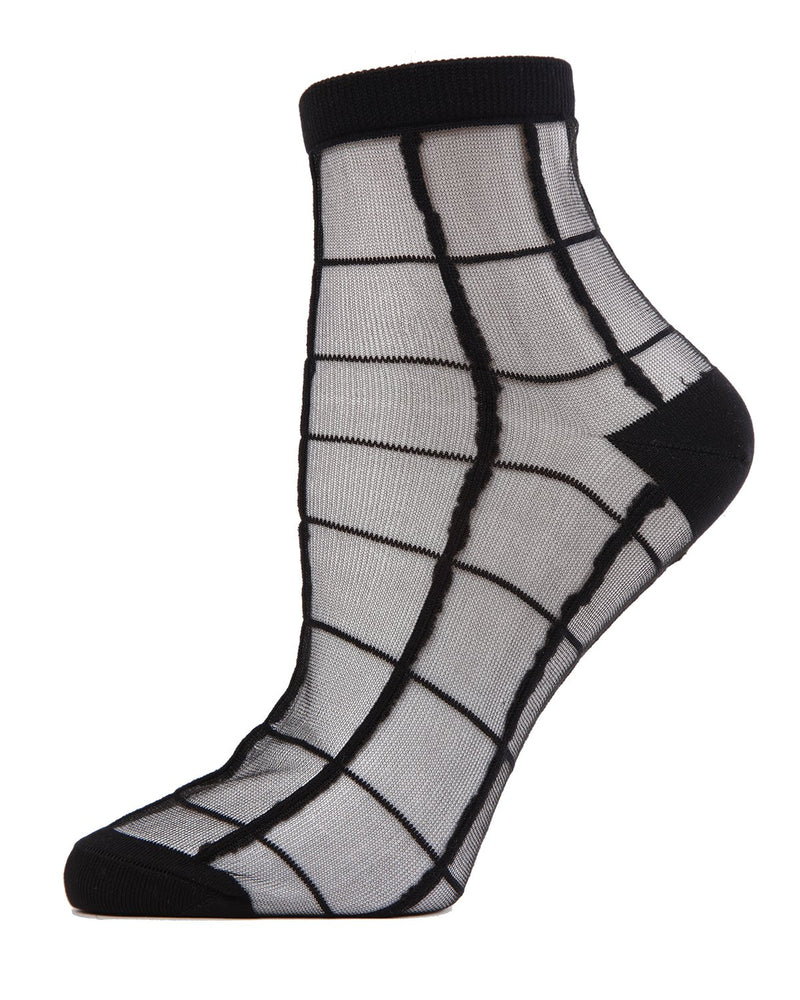 MeMoi Cheery Checker Sheer See-Through Ankle Socks