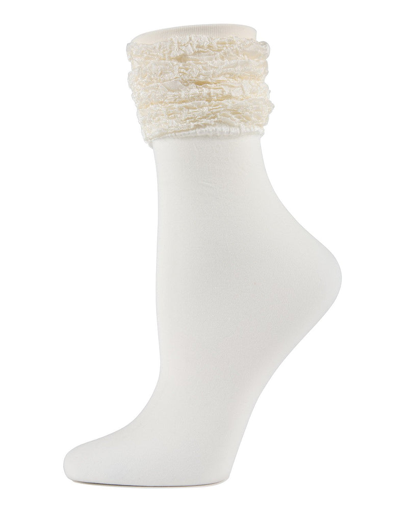MeMoi Romantic Ruffle Shimmer Ankle Socks