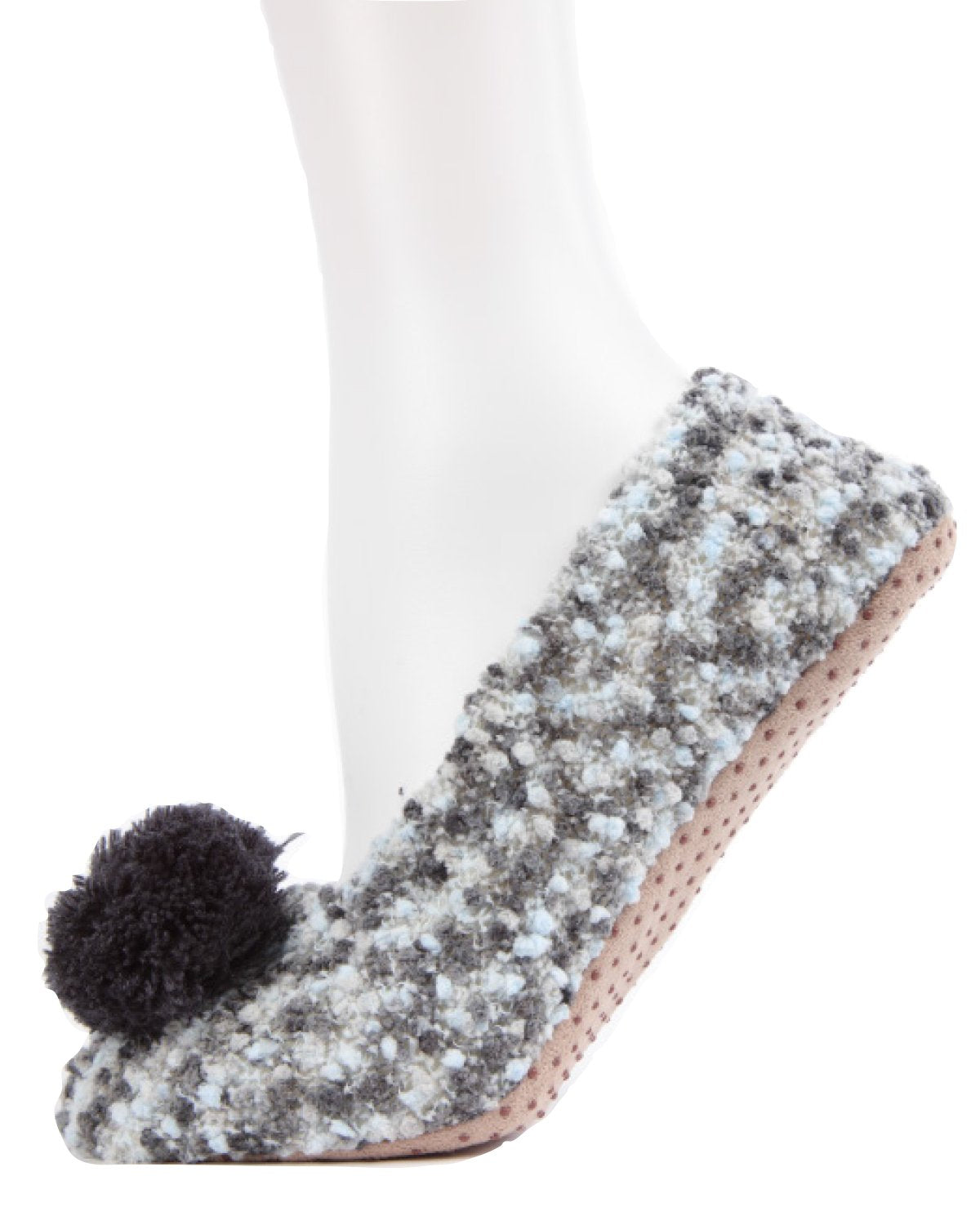 Popcorn Pom-Pom Non-Slip Slippers : Color: Asphalt Mix