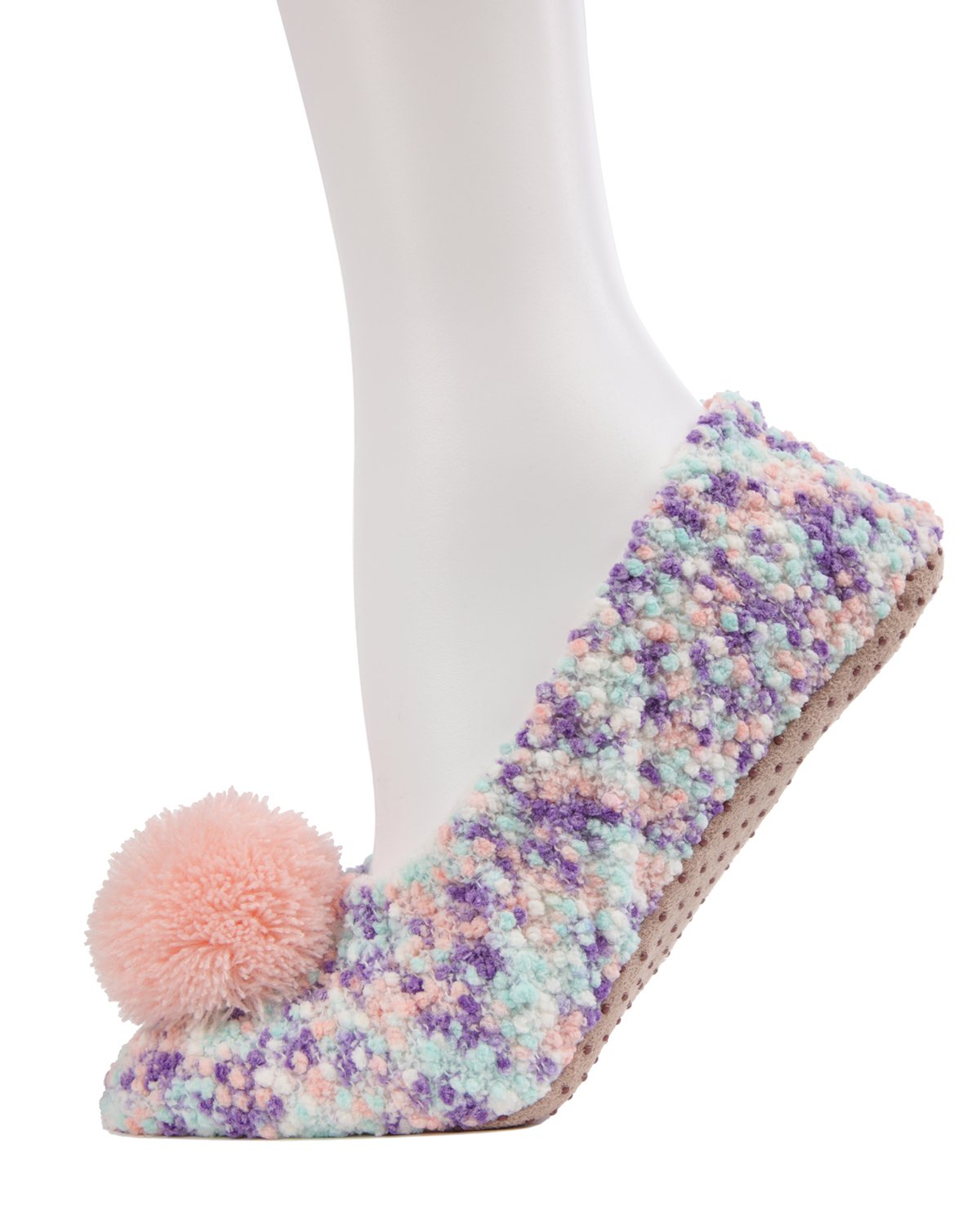 Popcorn Pom-Pom Non-Slip Slippers : Color: Ice Blue