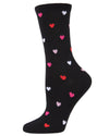Delicate Hearts Bamboo Blend Crew Socks : Color: Black