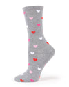 Delicate Hearts Bamboo Blend Crew Socks : Color: Medium Gray Heather