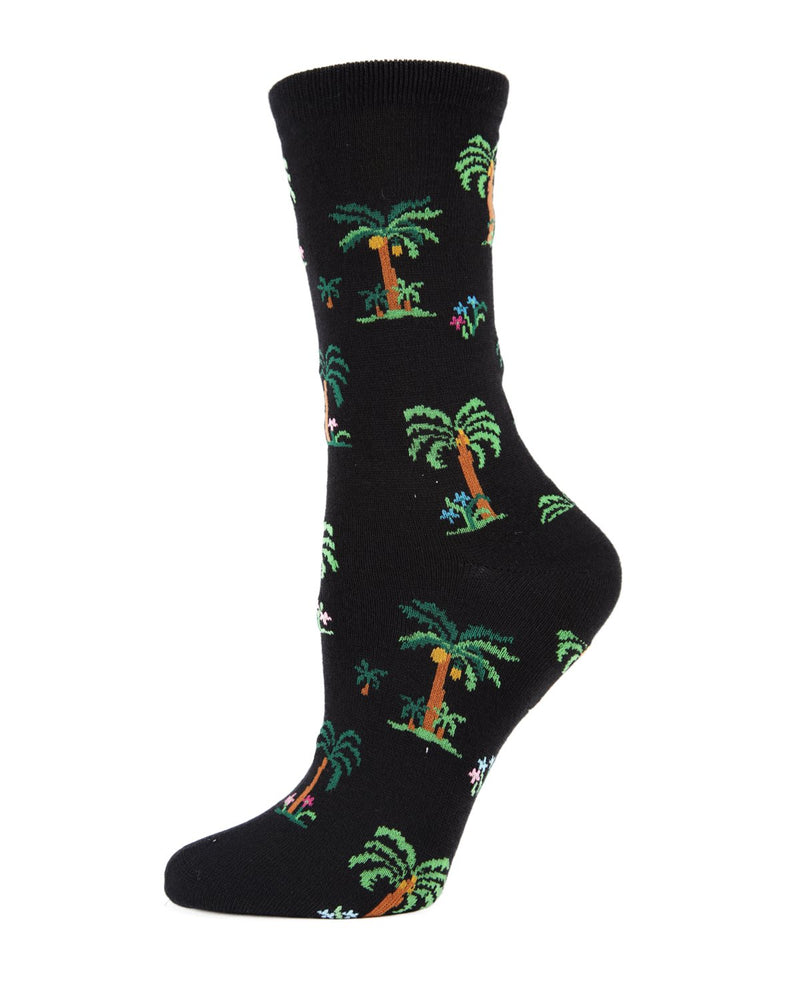 MeMoi Palm Tree Paradise Crew Socks