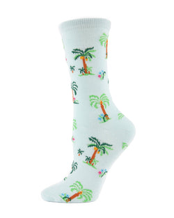 MeMoi Palm Tree Paradise Crew Socks