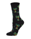 Palm Tree Paradise Bamboo Blend Crew Socks : Color: Black