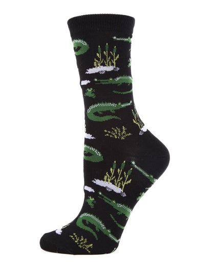 Later Gator Bamboo Blend Crew Socks : Color: Black