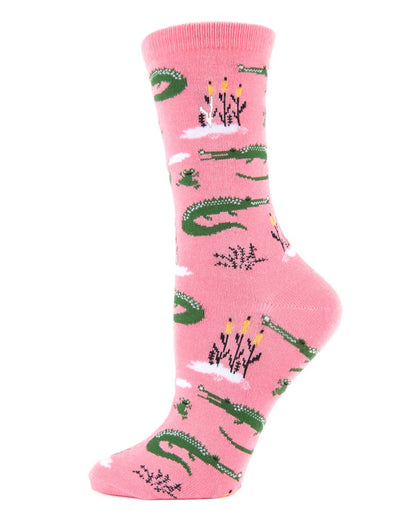 Later Gator Bamboo Blend Crew Socks : Color: Confetti Pink