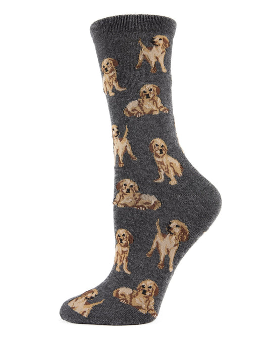 Golden Retriever Bamboo Blend Crew Socks : Color: Charcoal Gray