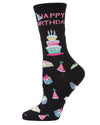 Happy Birthday Bamboo Blend Crew Novelty Socks : Color: Black