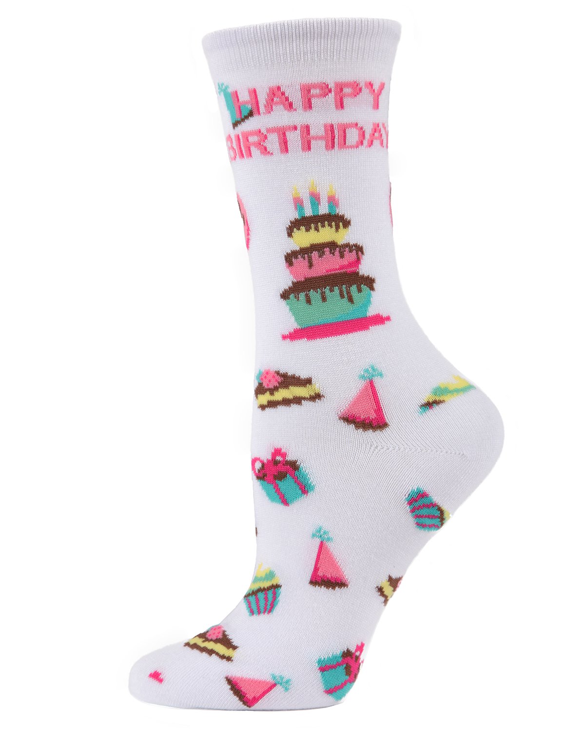 Happy Birthday Bamboo Blend Crew Novelty Socks : Color: White