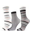 Three-In-One Striped Crew & Fishnet Sock : Color: White